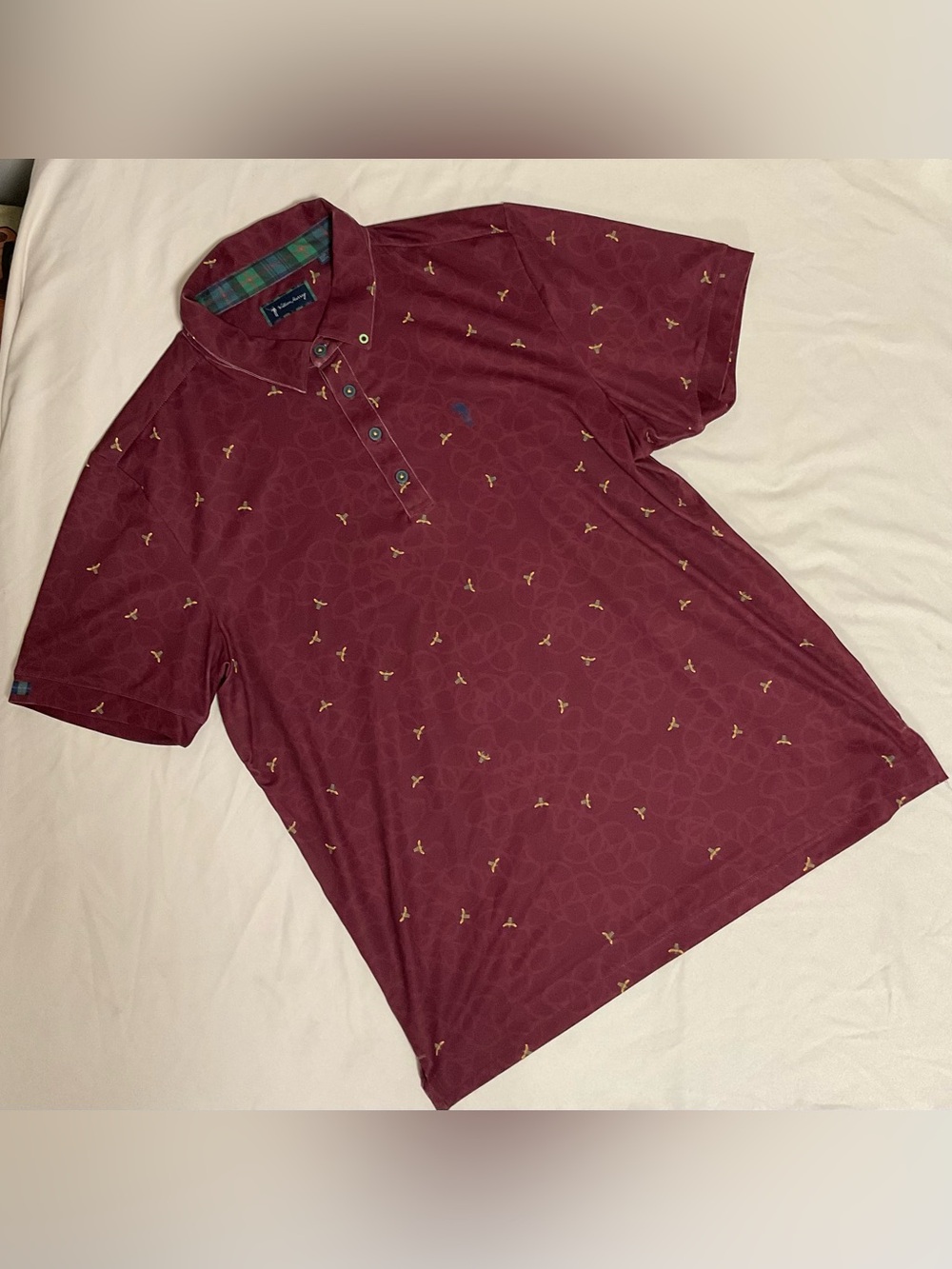 William Murray Maroon Golf Shirt with Bumble bees size L